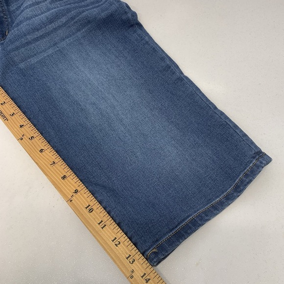 Democracy Bermuda Denim Shorts 8 Ab Solution Slimming Stretch Blue Capri Travel - Picture 8 of 9